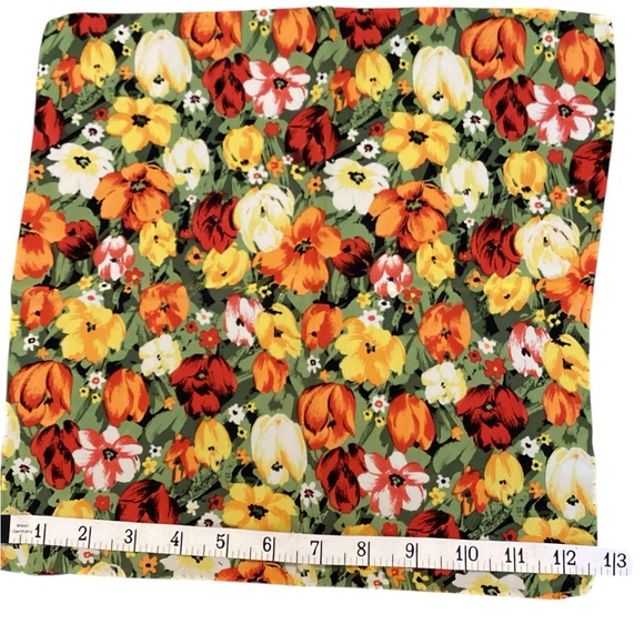 Silk Pocket Square Hand Rolled Hem Floral BRIGHT Style - Picture 3 of 3